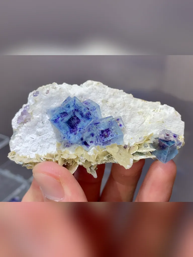 Natural Blue Purple Phantom Fluorite comes from Yindu,Neimenggu 70*40*25MM - image 4