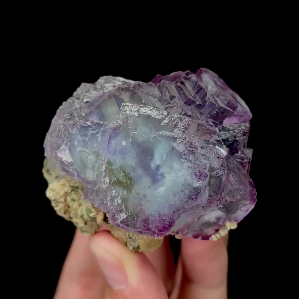 Natural Blue Purple Phantom Fluorite Mineral Specimen,High Quality Specimen,YAO GANG XIAN,HUNAN,CHINA(62*55*52mm) image