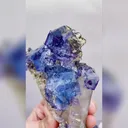 Natural Blue Purple Phantom Fluorite & Quartz, Mineral Specimen: Yaogangxian,Hunan (85*115*45mm) - image 4
