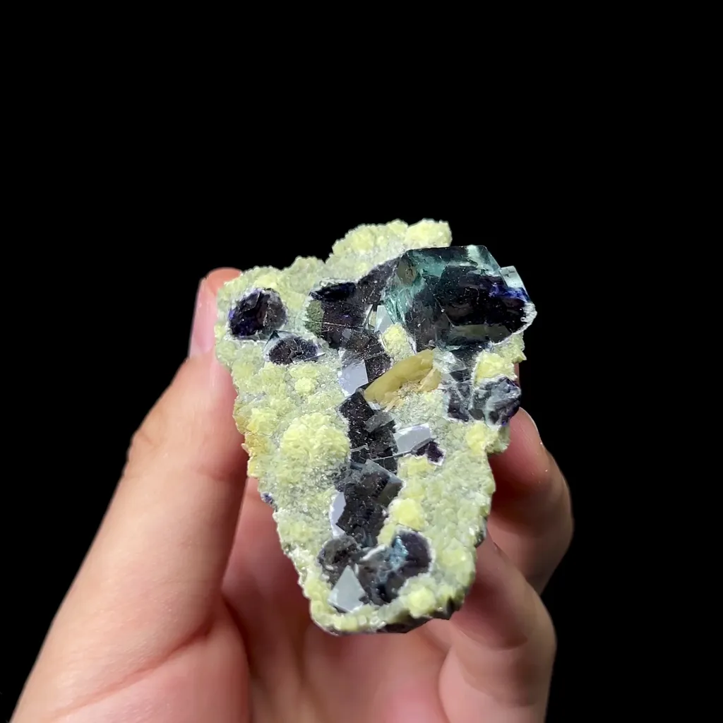 Natural Blue Purple Phantom Fluorite with Mica and Flaky Calcite Mineral Specimen,High Quality Specimen,YINDU,INNER MONGOLIA,CHINA(60*40*15mm) - image 3