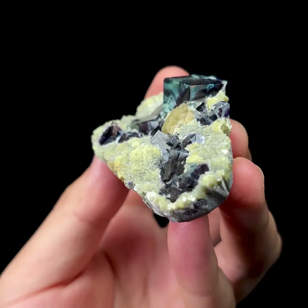 Natural Blue Purple Phantom Fluorite with Mica and Flaky Calcite Mineral Specimen,High Quality Specimen,YINDU,INNER MONGOLIA,CHINA(60*40*15mm) - image 2
