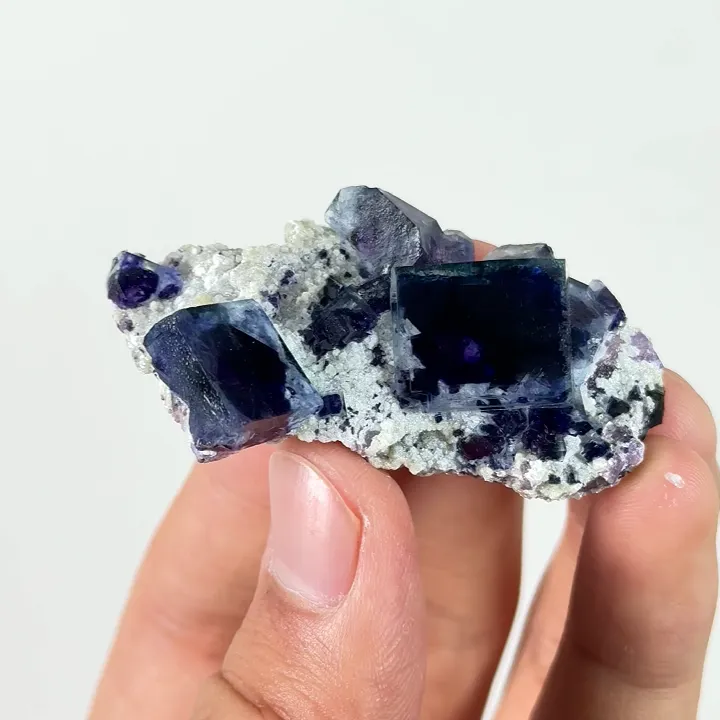 Natural Blue Purple Phantom Fluorite,Cube Mineral Specimen:YINDU (50*20*30mm) image