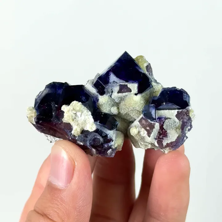 Natural Blue Purple Phantom Fluorite,Cube Mineral Specimen:YINDU (55*20*40mm) image