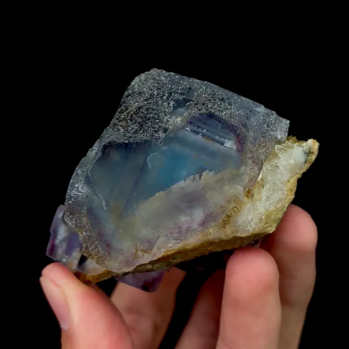 Natural Blue Purple Phantom Fluorite,Single Crystal Mineral Specimen:YA0GANGXIAN (60*45*65mm) - image 2