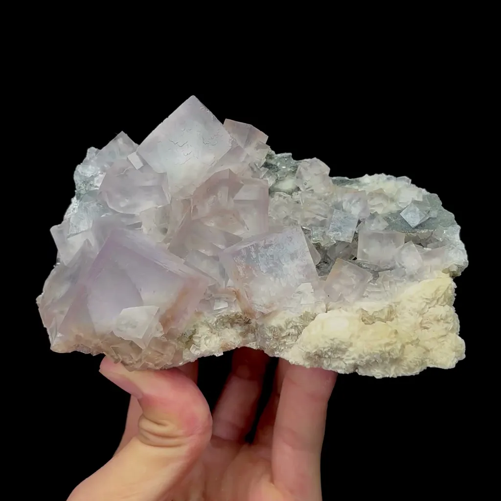 Natural Blue Purple Window Fluorite and Dolomite Mineral Specimen,High Quality Specimen,XIANGHUALING,HUNAN,CHINA(130*80*48mm) image