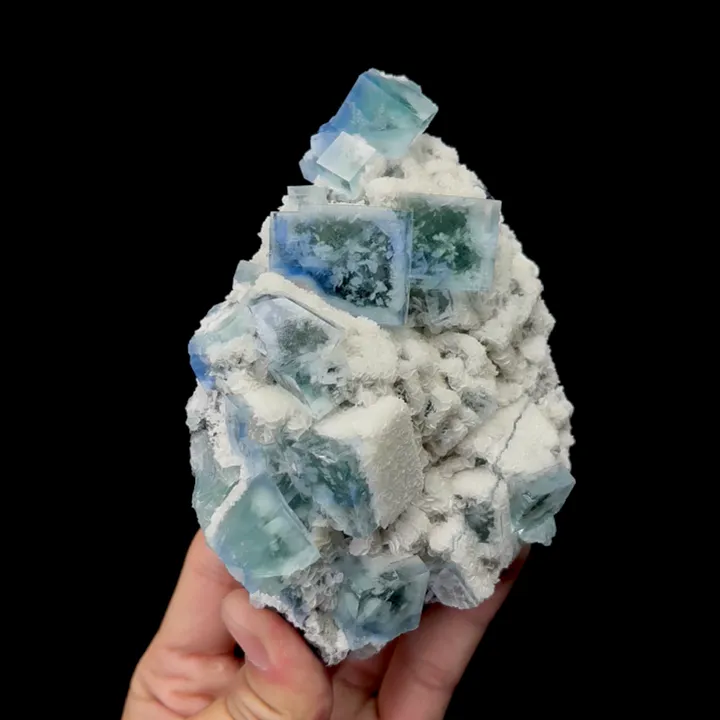 Natural Blue Snowflake Fluorite,Cube Mineral Specimen:ZHEJIANG China (140*45*90mm) image