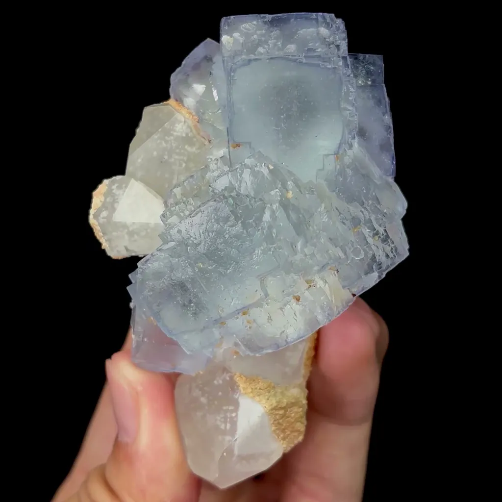 Natural Blue Stepped Fluorite and Quartz Mineral Specimen,High Quality Specimen,YAO GANG XIAN,HUNAN,CHINA(86*57*34mm) image