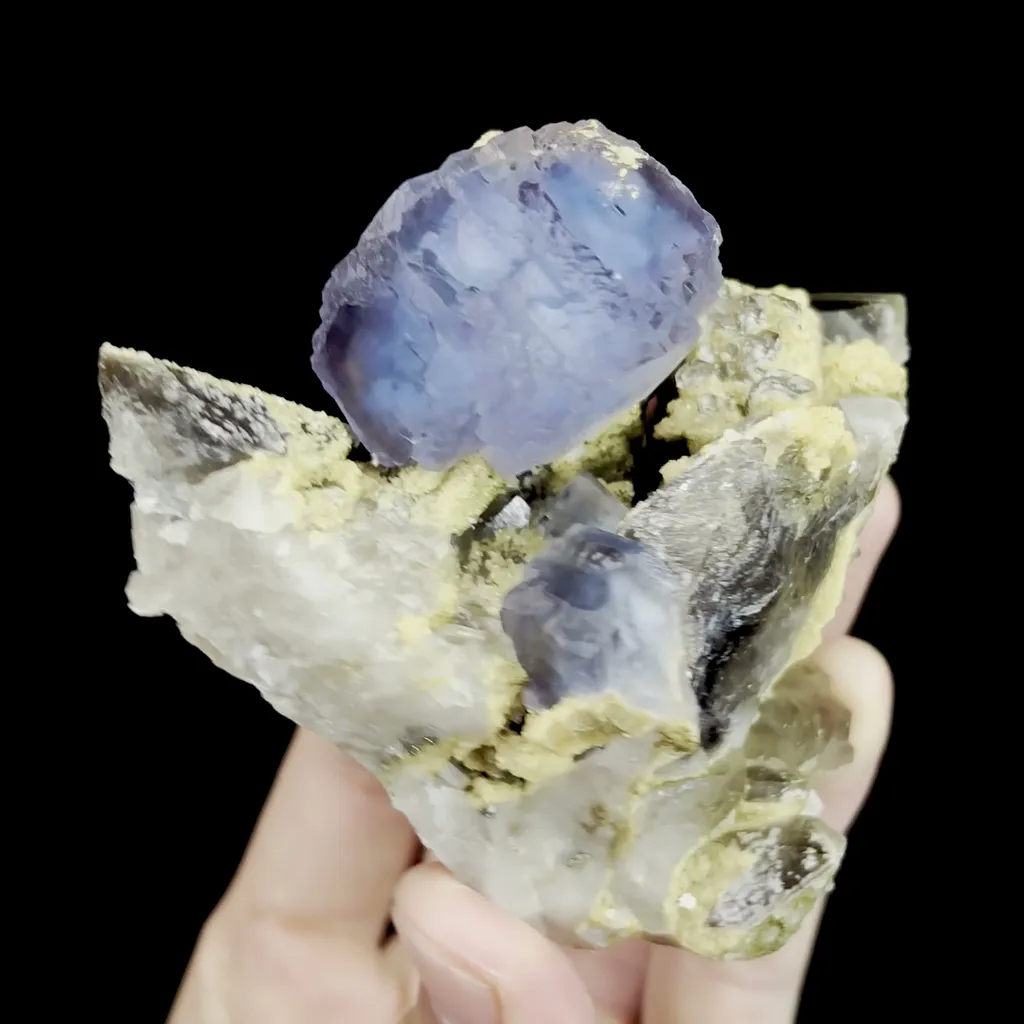 Natural Blue Stepped Fluorite Dolomite and Quartz Mineral Specimen,High Quality Specimen,YAO GANG XIAN,HUNAN,CHINA(89*85*45mm) - image 2