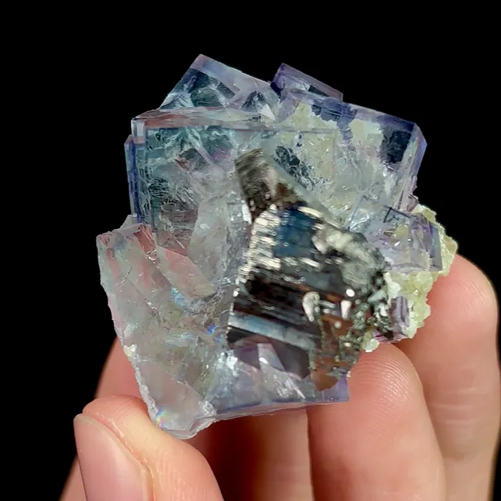 Natural Blue Transparent Cubic Fluorite and Arsenopyrite, Mineral Specimen:Yaogangxian,Hunan (30*35*35MM) - image 4