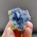 Natural Blue Transparent Cubic Fluorite and Mica Symbiosis comes from Yaogangxian,Hunan 30*30*35MM - image 1