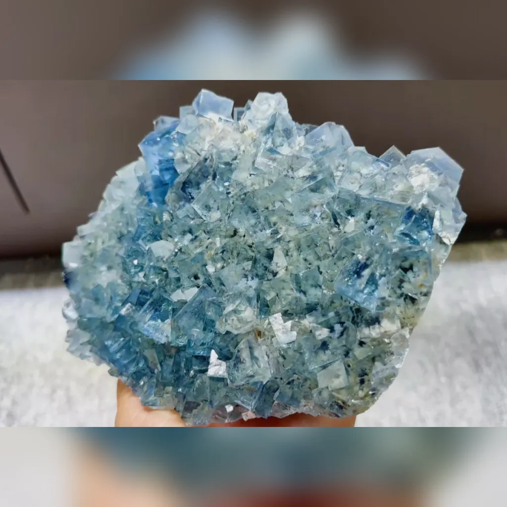 Natural Blue Transparent Cubic Fluorite comes from Yaogangxian,Hunan 160*135*45MM - image 2