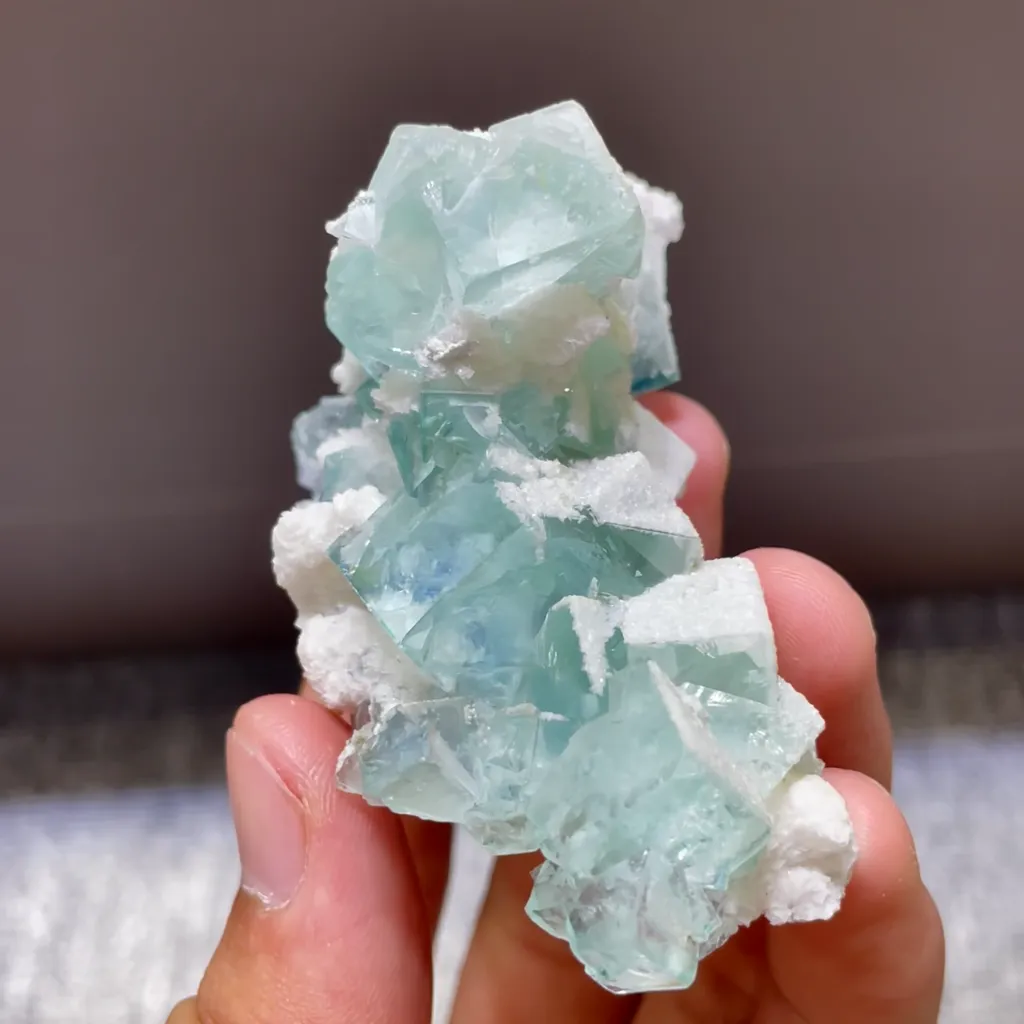 Natural Blue Transparent Cubic Fluorite comes from Yaogangxian,Hunan 75*35*45MM - image 2