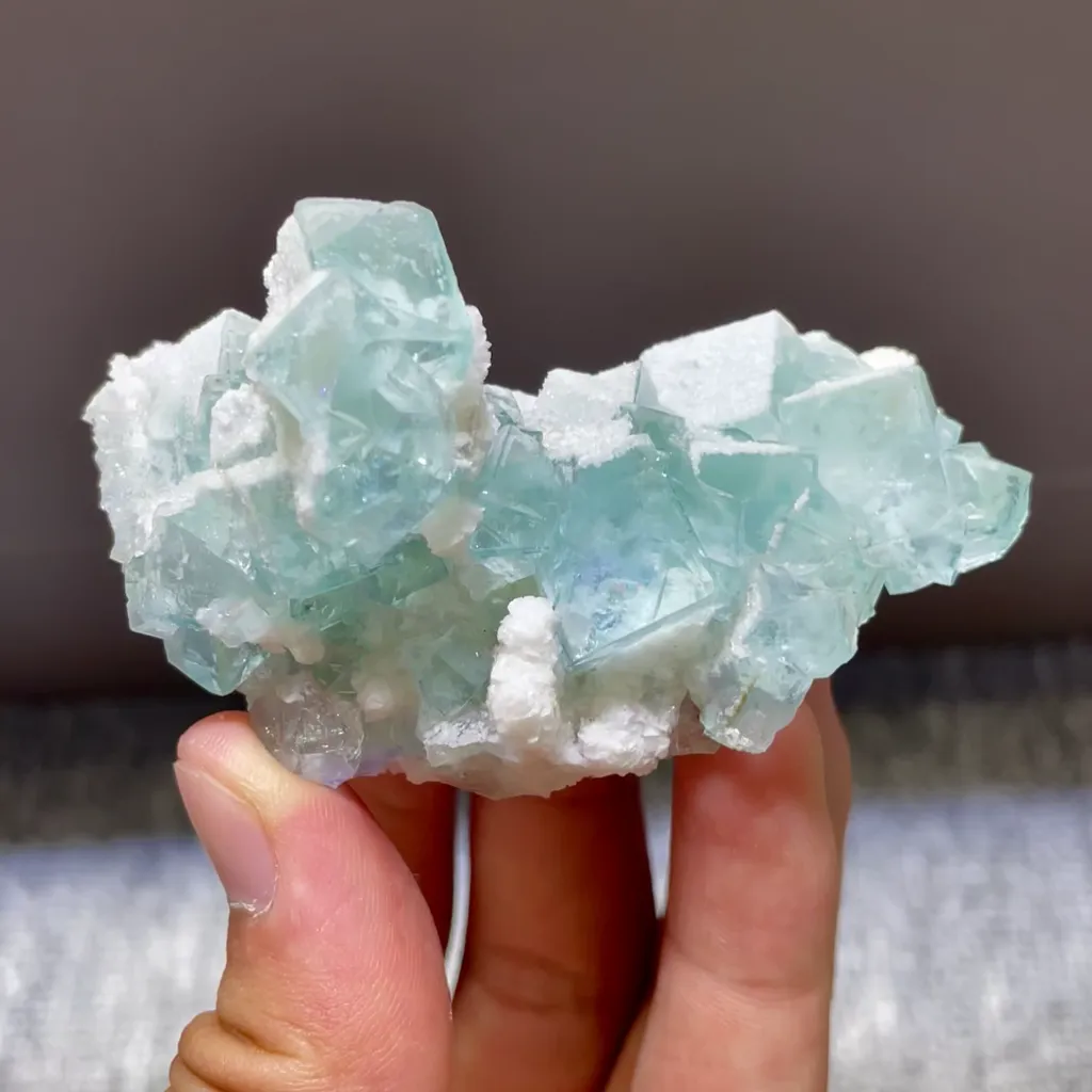 Natural Blue Transparent Cubic Fluorite comes from Yaogangxian,Hunan 75*35*45MM - image 4