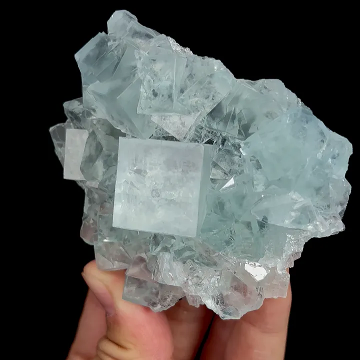 Natural Blue Transparent Cubic Fluorite, Mineral Specimen:Zhejiang,China (80*70*25MM) image