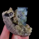 Natural Blue Transparent Cubic Fluorite with ,Mica and Arsenopyrite, Mineral Specimen:Yaogangxian,Hunan (50*55*45MM) - image 3