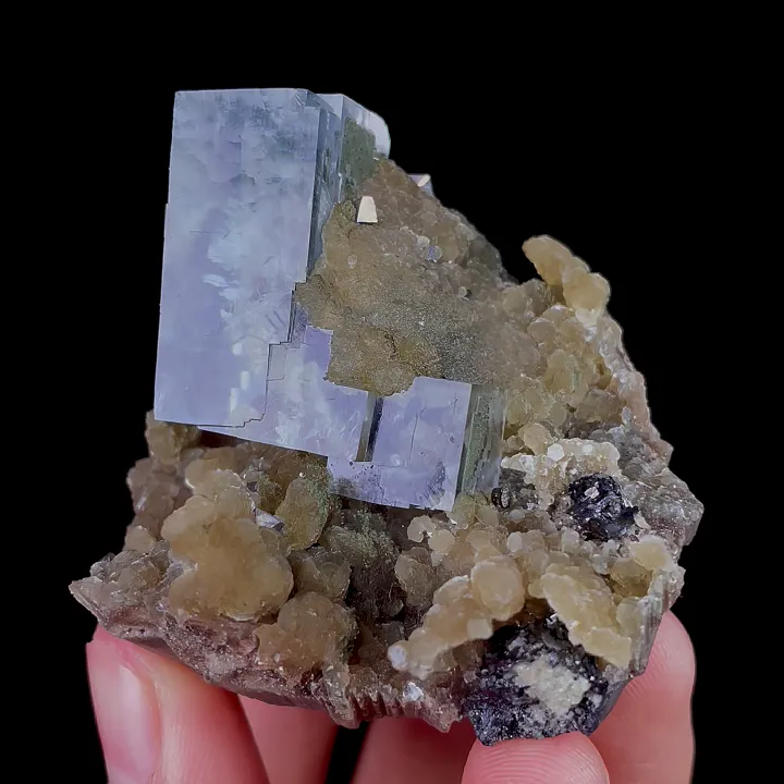Natural Blue Transparent Cubic Fluorite with ,Mica and Arsenopyrite, Mineral Specimen:Yaogangxian,Hunan (50*55*45MM) - image 2