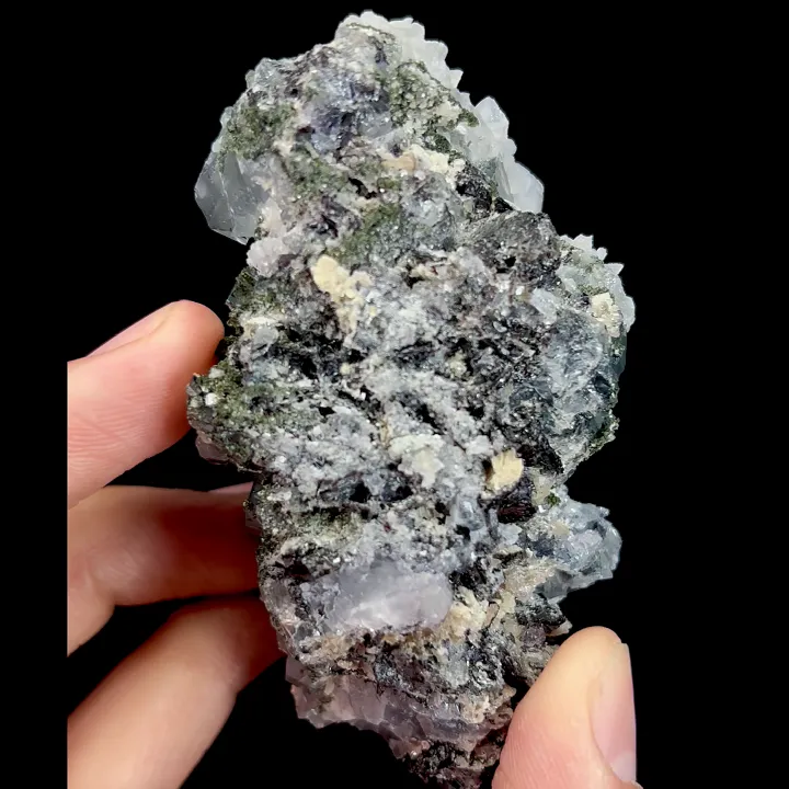 Natural Blue Transparent Fluorite and Calcite, Mineral Specimen:Yaogangxian,Hunan (45*75*35MM) image
