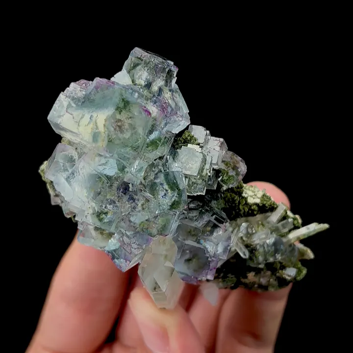 Natural Blue Transparent Fluorite and Quartz Mineral Specimen,High Quality Specimen,YAO GANG XIAN,HUNAN,CHINA(75*40*30mm) image