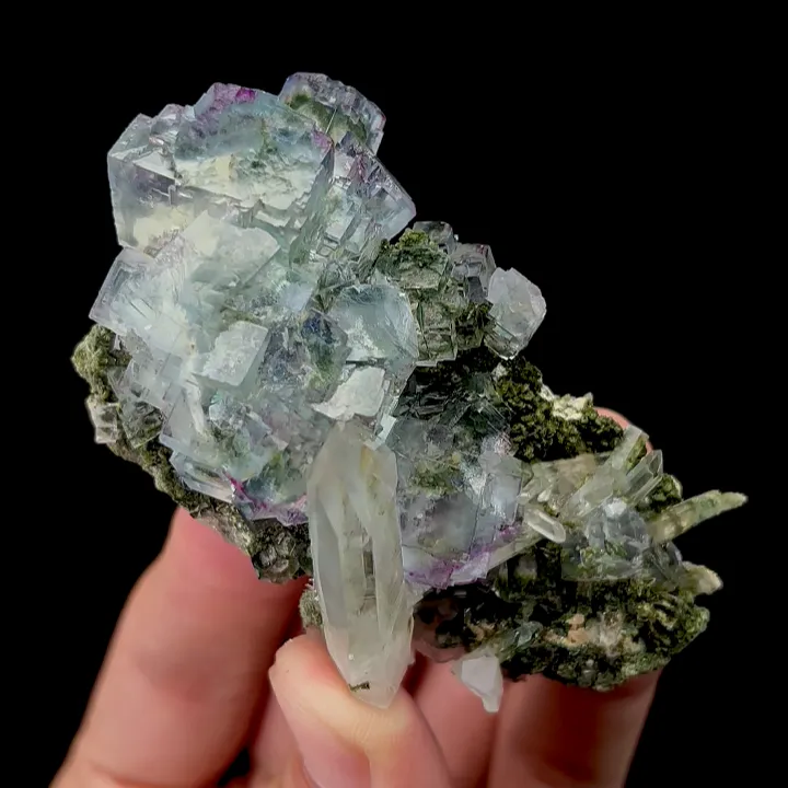 Natural Blue Transparent Fluorite and Quartz Mineral Specimen,High Quality Specimen,YAO GANG XIAN,HUNAN,CHINA(75*40*30mm) - image 3