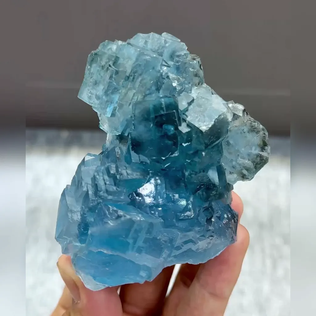 Natural Blue Transparent Fluorite comes from Yaogangxian,Hunan 60*80*35MM image