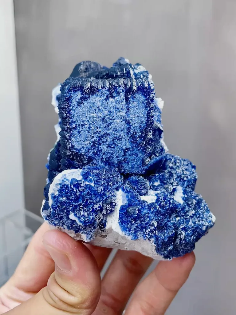 Natural Blueberry Fluorite and Quartz Coexist comes from Huanggangliang,Neimenggu75*45*90MM image