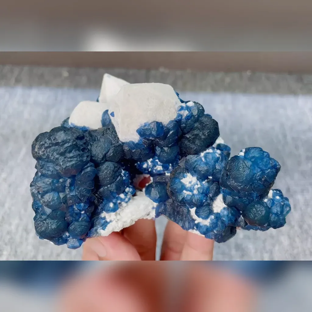 Natural Blueberry Fluorite and Quartz Symbiosis comes from Inner Mongolia,China 100*75*60MM image