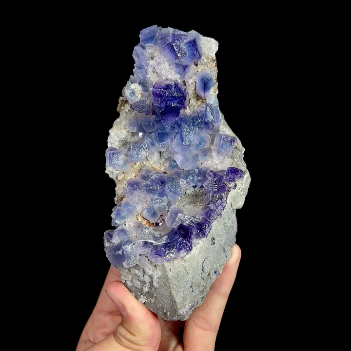 Natural Blue/Purple Fluorite,Cube Mineral Specimen:GUIZHOU (150**60*75mm) image