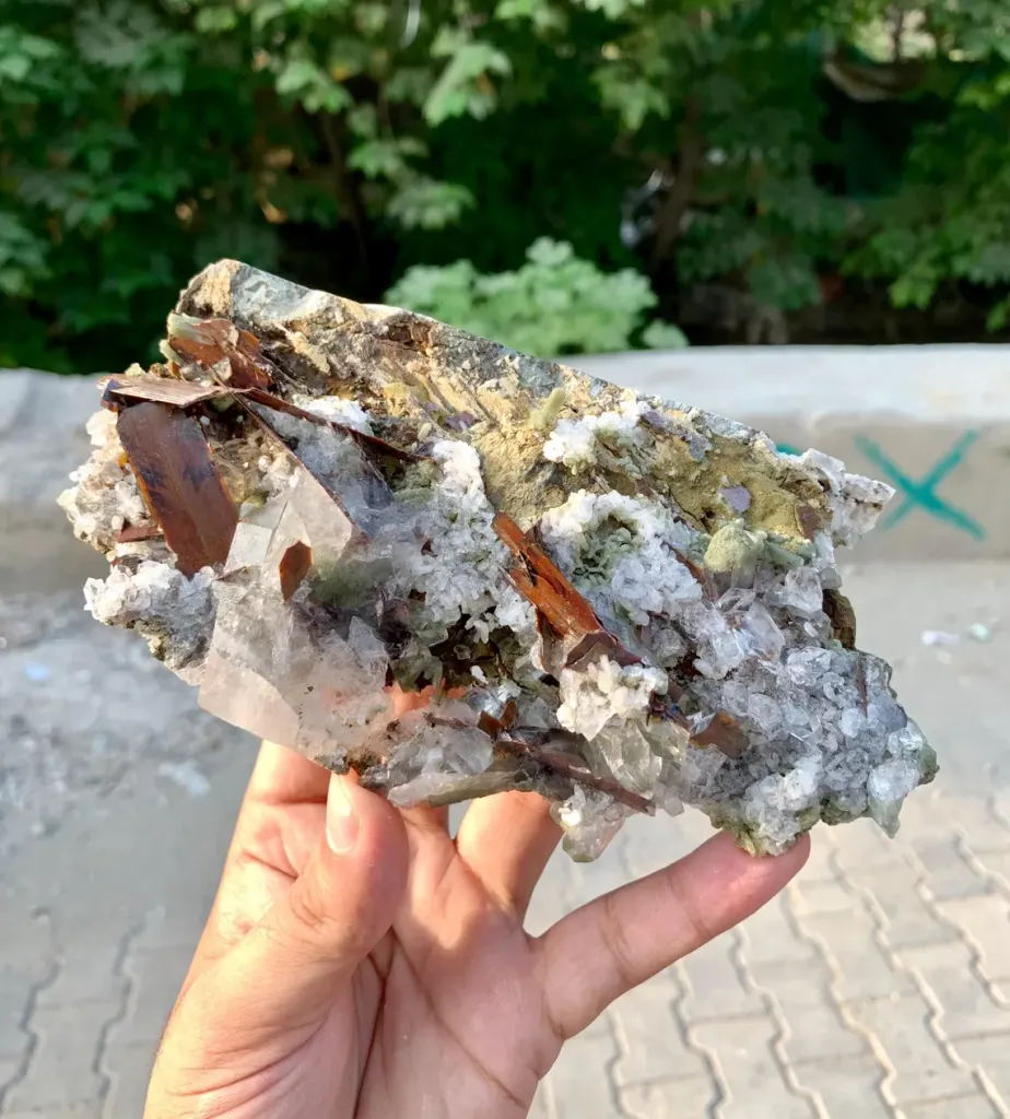 Natural Brookite Cluster with Chlorite Quartz on Matrix from Pakistan - image 10