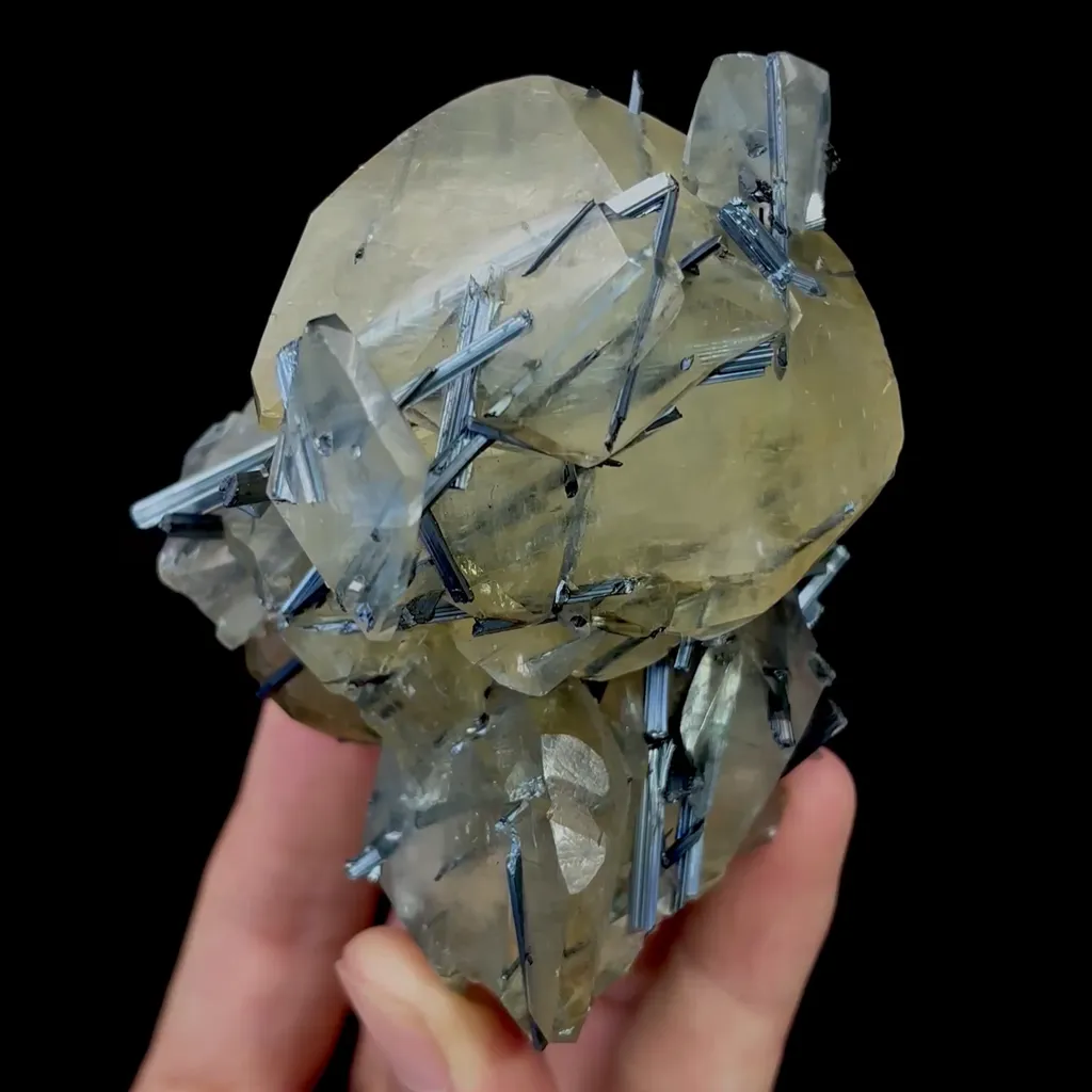 Natural Calcite and Bismuthinite Mineral Specimen,High Quality Specimen,FUJIAN,CHINA(95*70*70mm) image