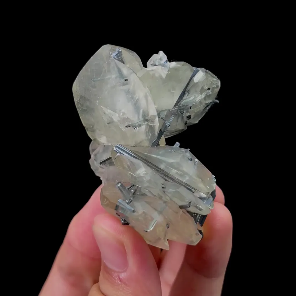 Natural Calcite and Bismuthinite Mineral Specimen,High Quality Specimen,LENGSHUIJIANG,HUNAN,CHINA(60*47*28mm) image