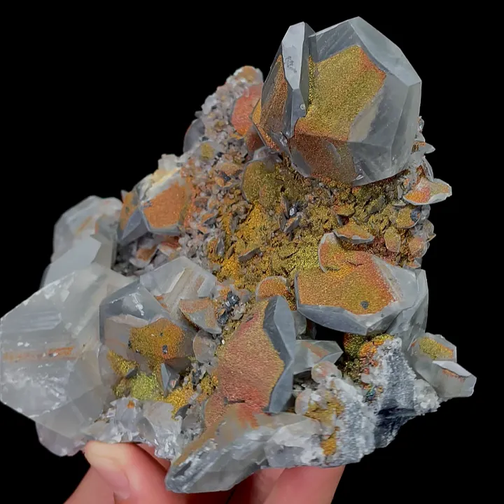 Natural Calcite and Colored Pyrite, Mineral Specimen:Fujian,China (130*110*65MM) image