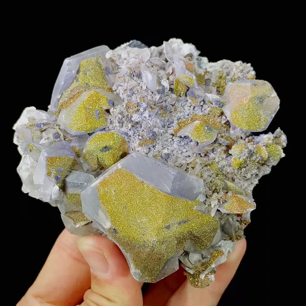 Natural Calcite and Coloured Pyrite Symbiosis comes from Fujian,China 90*90*35MM image