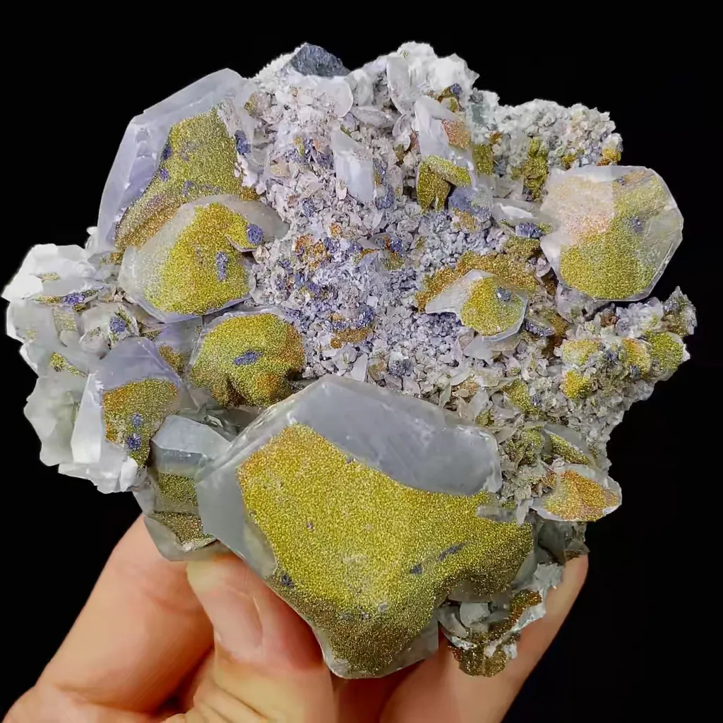 Natural Calcite and Coloured Pyrite Symbiosis comes from Fujian,China 90*90*35MM - image 2