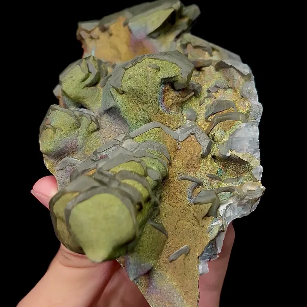 Natural Calcite and Iridescent Pyrite Mineral Specimen,High Quality Specimen,DAYE,HUBEI,CHINA(136*72*40mm) image