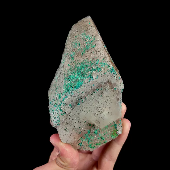 Natural Calcite and Malachite, Mineral Specimen: Shuikoushan,China (70*135*40MM) image