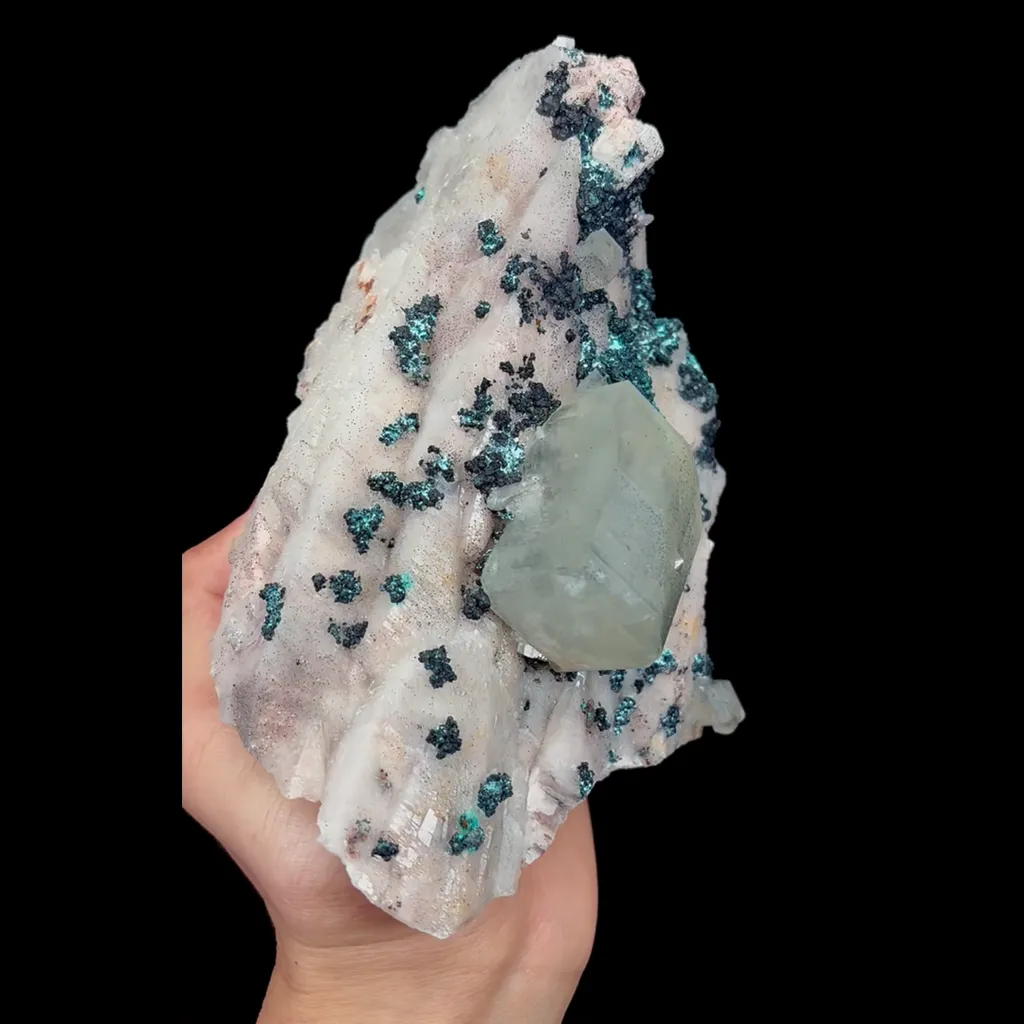 Natural Calcite and Malachite, Mineral specimen:Shuikoushan,Hunan (120*155*80MM) - image 2