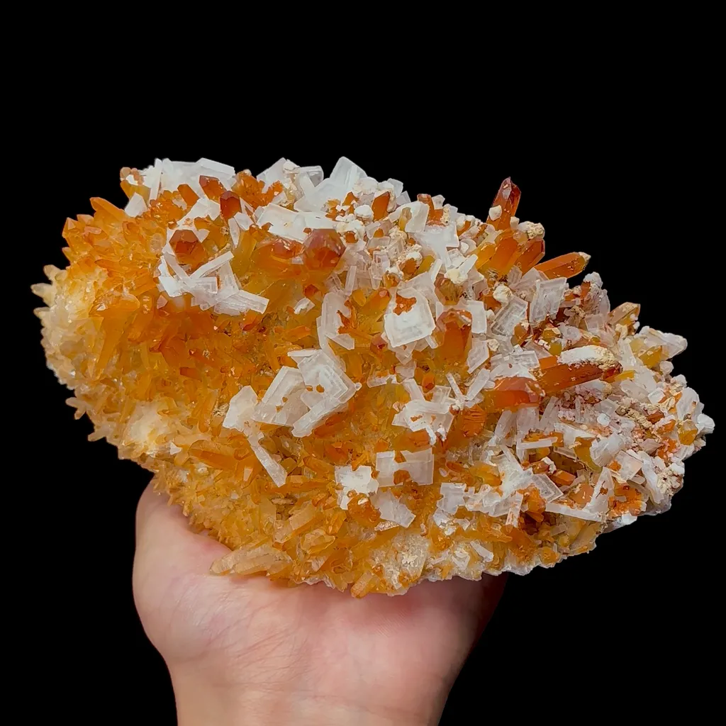 Natural Calcite and Red Crystal Cluster Mineral Specimen,High Quality Specimen,MEIGU,SICHUAN,CHINA(180*110*90mm) image