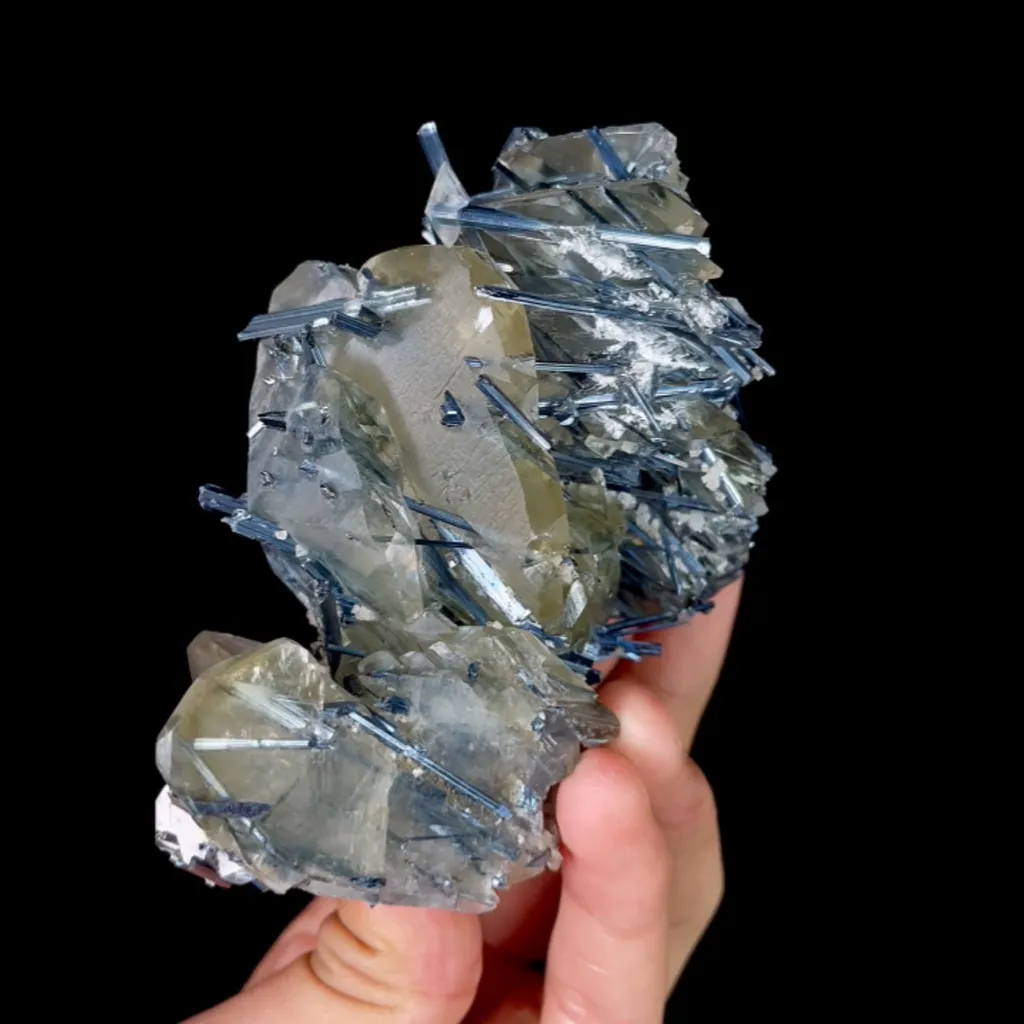 Natural Calcite and Stibnite, Mineral Specimen:Fujian,China (85*95*55MM) image