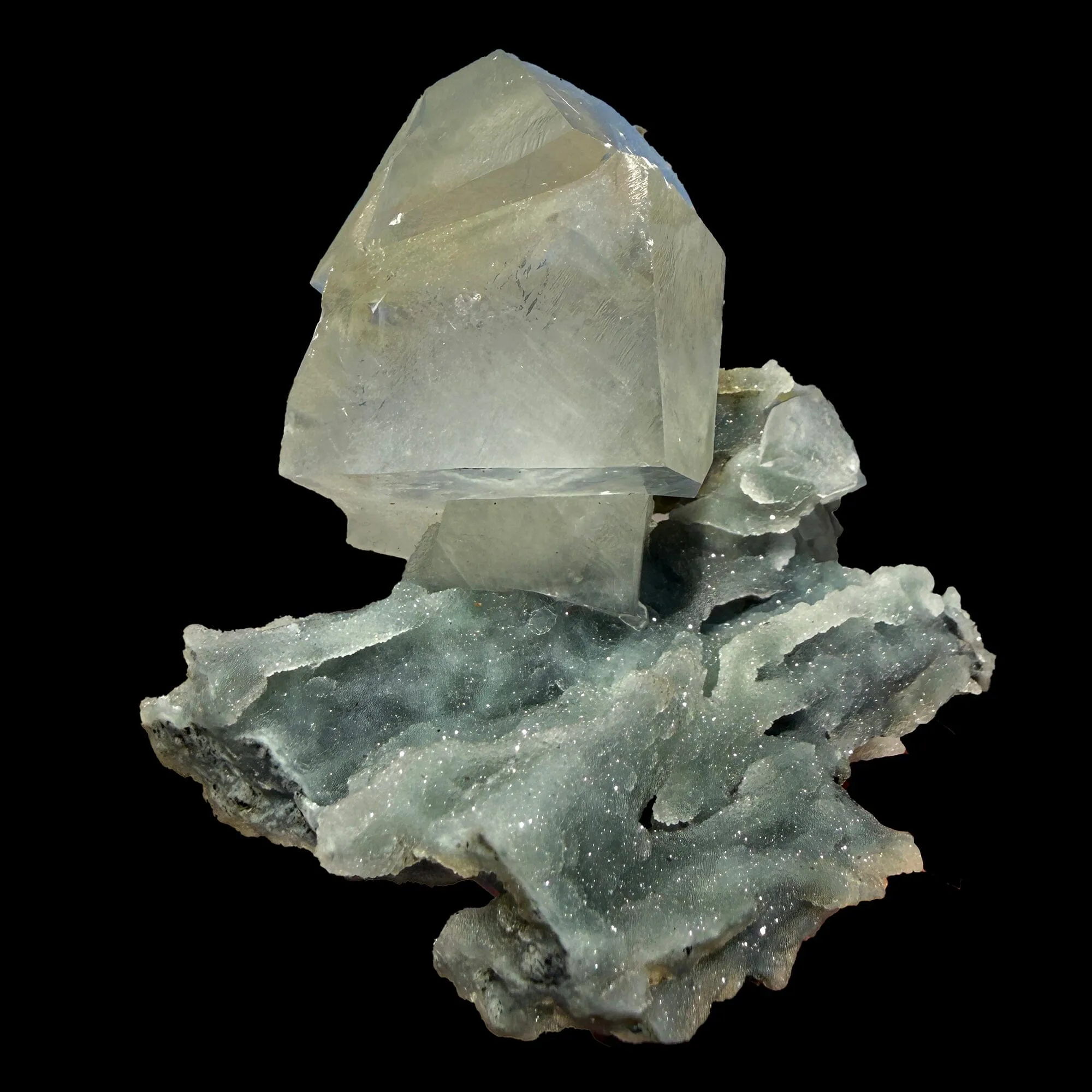 Natural Calcite Crystal on Chalcedony –  Raw Mineral Cluster - image 2