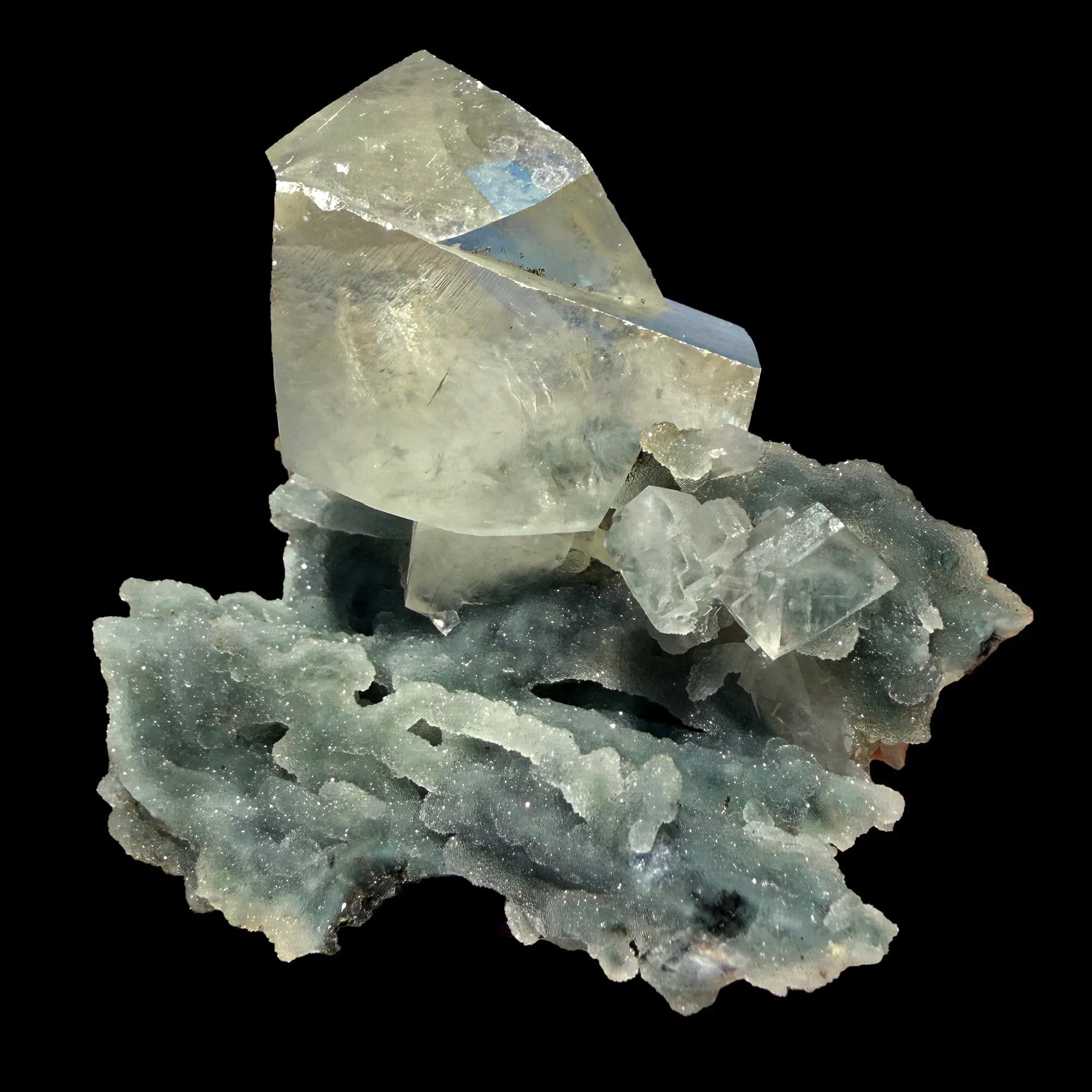 Natural Calcite Crystal on Chalcedony –  Raw Mineral Cluster - image 5
