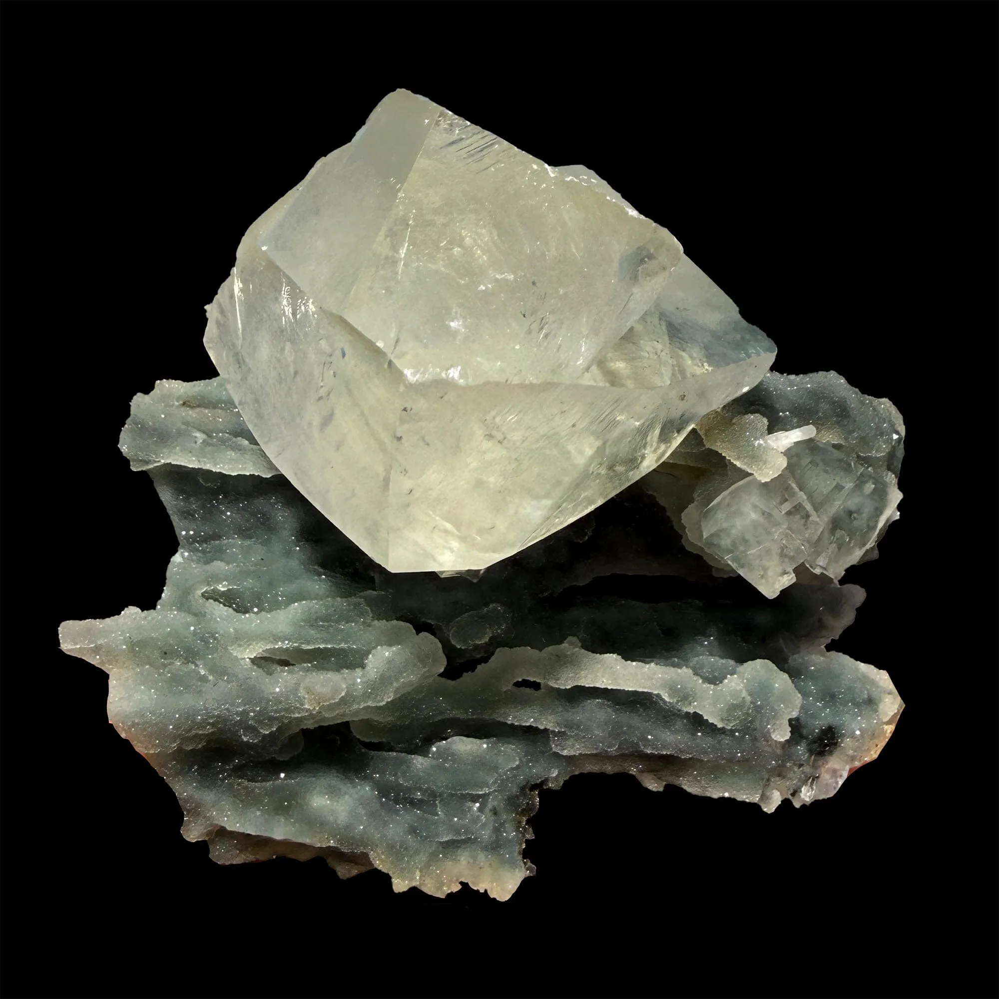Natural Calcite Crystal on Chalcedony –  Raw Mineral Cluster - image 1