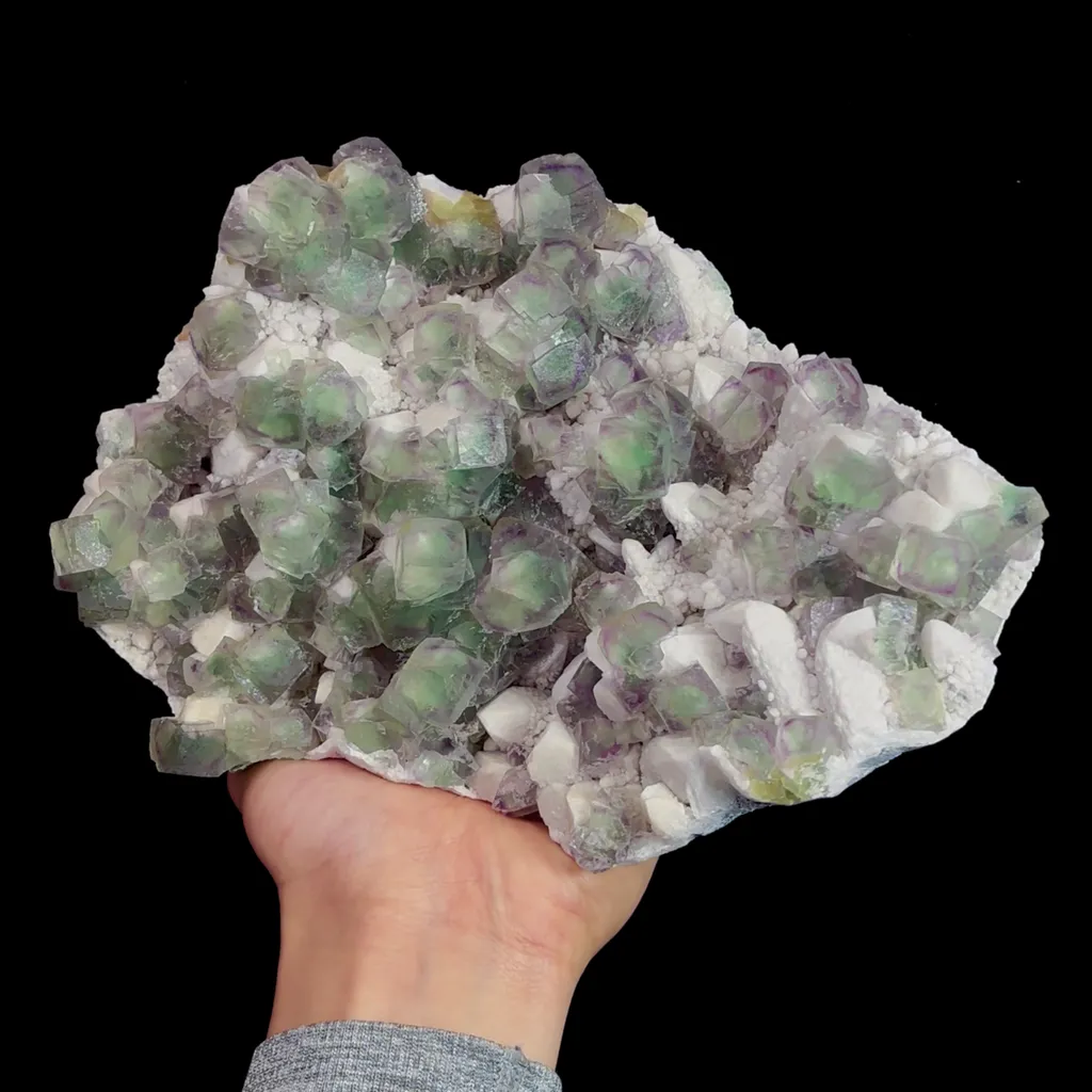 Natural Candle Crystal and Green Cubic Fluorite Mineral Specimen,High Quality Specimen,INNER MONGOLIA,CHINA(220*170*91mm) image