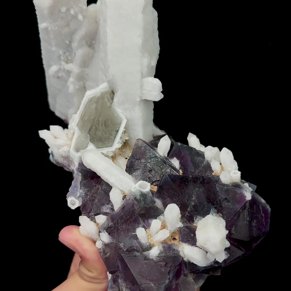 Natural Candle Crystal and Purple Octahedral Fluorite Mineral Specimen,High Quality Specimen,HUANGGANG LIANG,INNER MONGOLIA,CHINA(190*98*112mm) - image 4