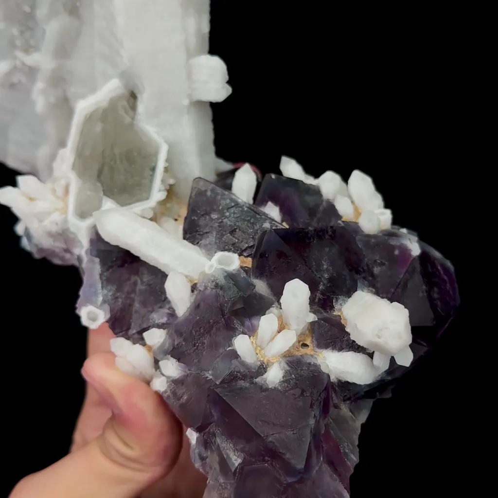 Natural Candle Crystal and Purple Octahedral Fluorite Mineral Specimen,High Quality Specimen,HUANGGANG LIANG,INNER MONGOLIA,CHINA(190*98*112mm) - image 2