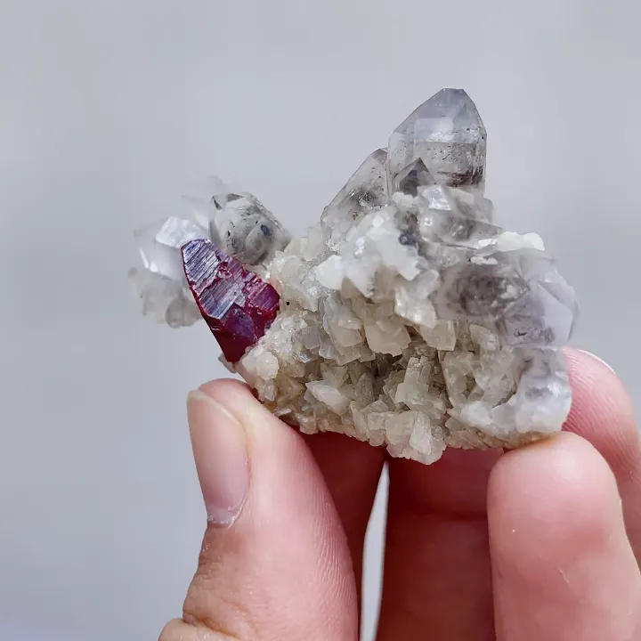 Natural Cinnabar & Quartz Cluster,Mineral Specimen:Yueyang,Hunan (55*35*25MM) - image 2