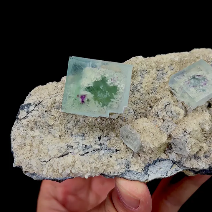 Natural Clean Green Fluorite and Dolomite,Cube Mineral Specimen,High Quality Specimen:ZHEJIANG,China (135*70*40mm) - image 2