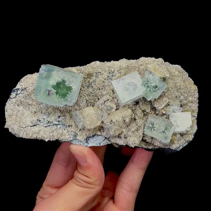 Natural Clean Green Fluorite and Dolomite,Cube Mineral Specimen,High Quality Specimen:ZHEJIANG,China (135*70*40mm) image