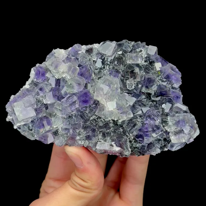 Natural Clean Purple Green Fluorite,Ladder Pattern Mineral Specimen:Xianghualing,China (120*30*70mm) image