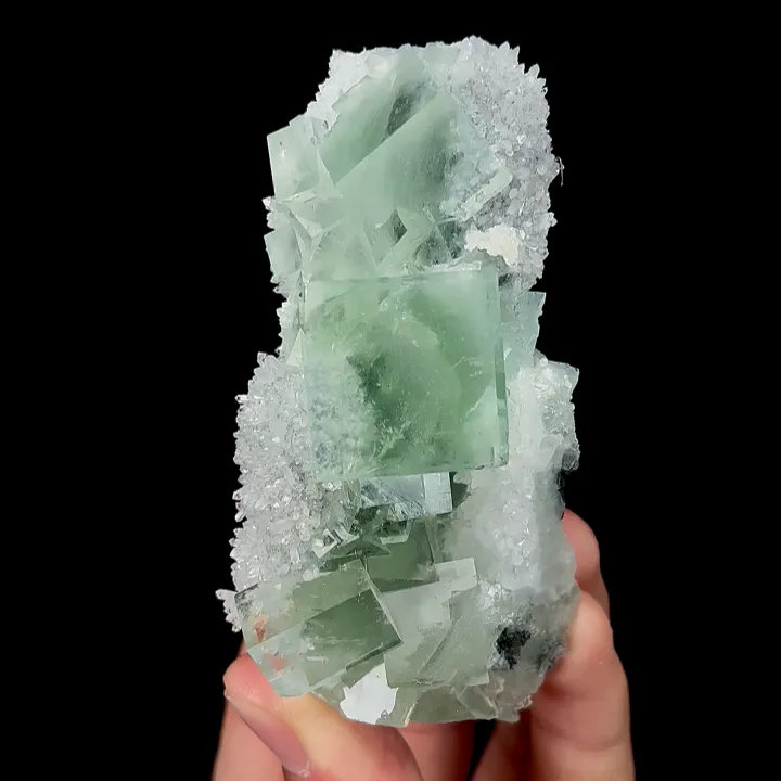 Natural Clear Green Fluorite,Ladder Pattern Mineral Specimen:XIANGHUALING (85*45*35mm) image