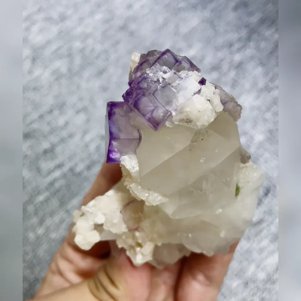 Natural Clear Quartz and Purple Cubic Fluorite Symbiosis comes from Yaogangxian,Hunan 60*75*40MM - image 2